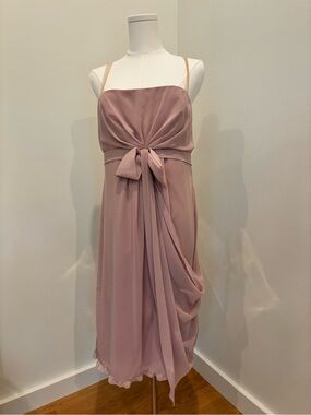 Vera Wang Dress Blush Pink Draped Midi NWT Size 12